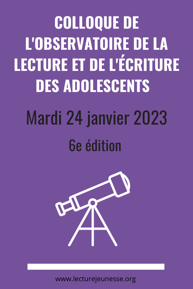 Le replay du colloque de l'Observatoire de la lecture et de l'écriture des adolescents est disponible !