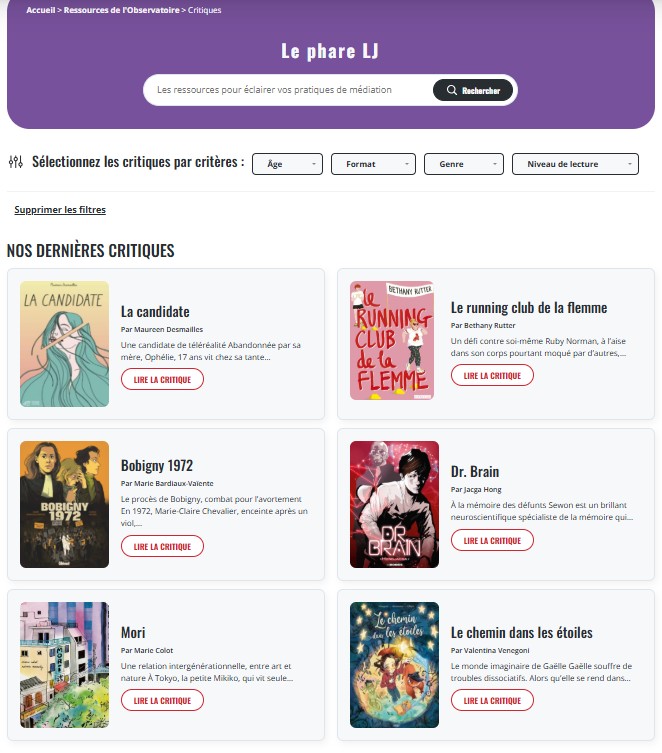 Le Phare LJ: le nouveau site de conseils pour une lecture adaptée à chaque ado !